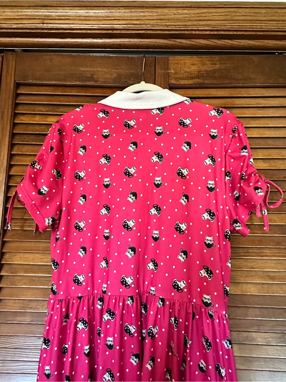 Unique Vintage Retro Cats in Teacups Bright Pink, Black and White Swing Dress - Picture 9 of 12